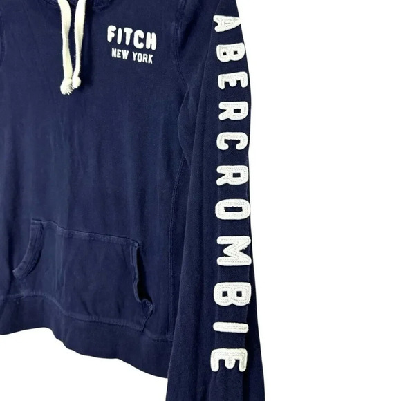 Vintage Y2K Abercrombie Large Hoodie Pullover Spell Out Logo Pockets - Picture 2 of 8